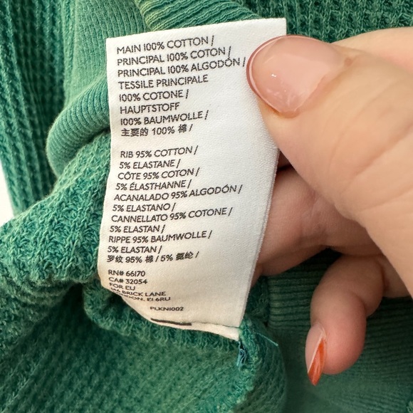 Anthropologie Saturday Sunday Aliana Green Waffle Knit Top Tie Sides Size XS - Picture 7 of 8